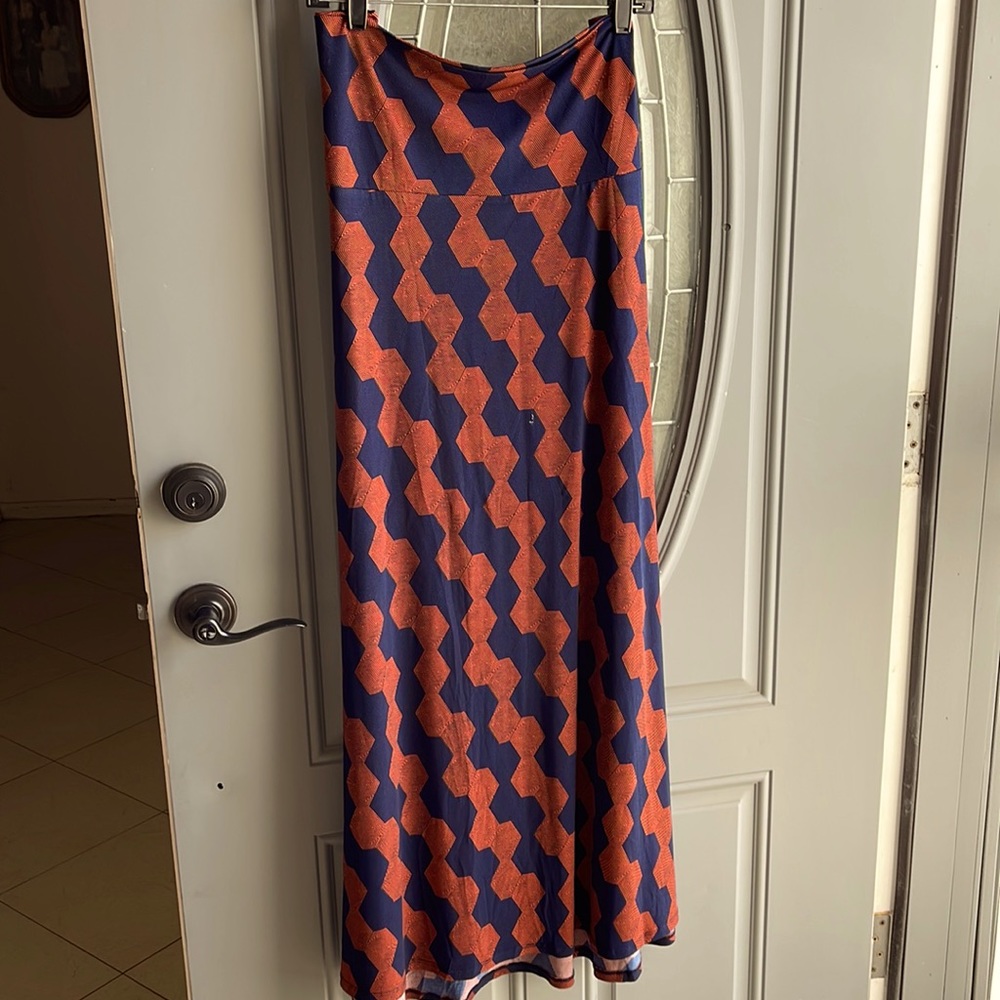 LuLaRoe Maxi length orange and blue.